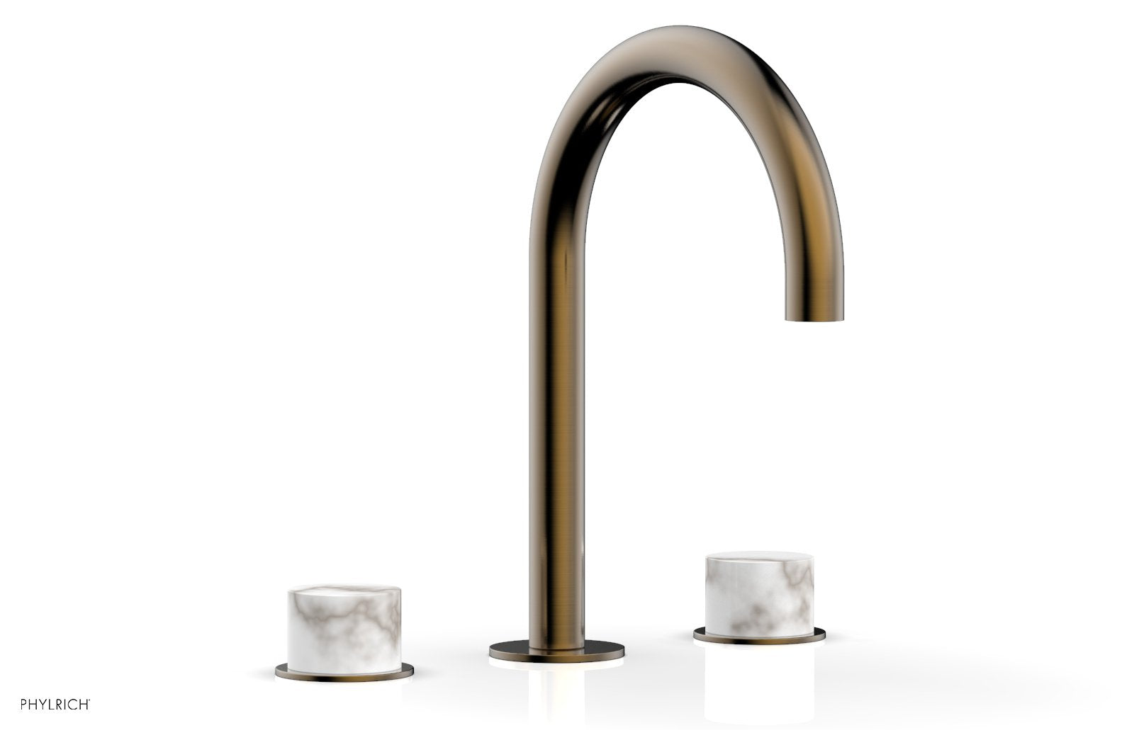 Phylrich BASIC II Widespread Faucet - White Marble Handles