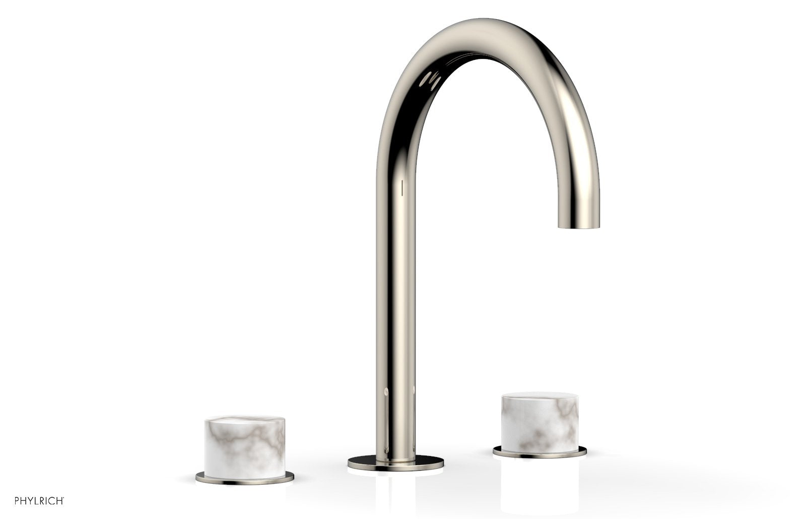 Phylrich BASIC II Widespread Faucet - White Marble Handles