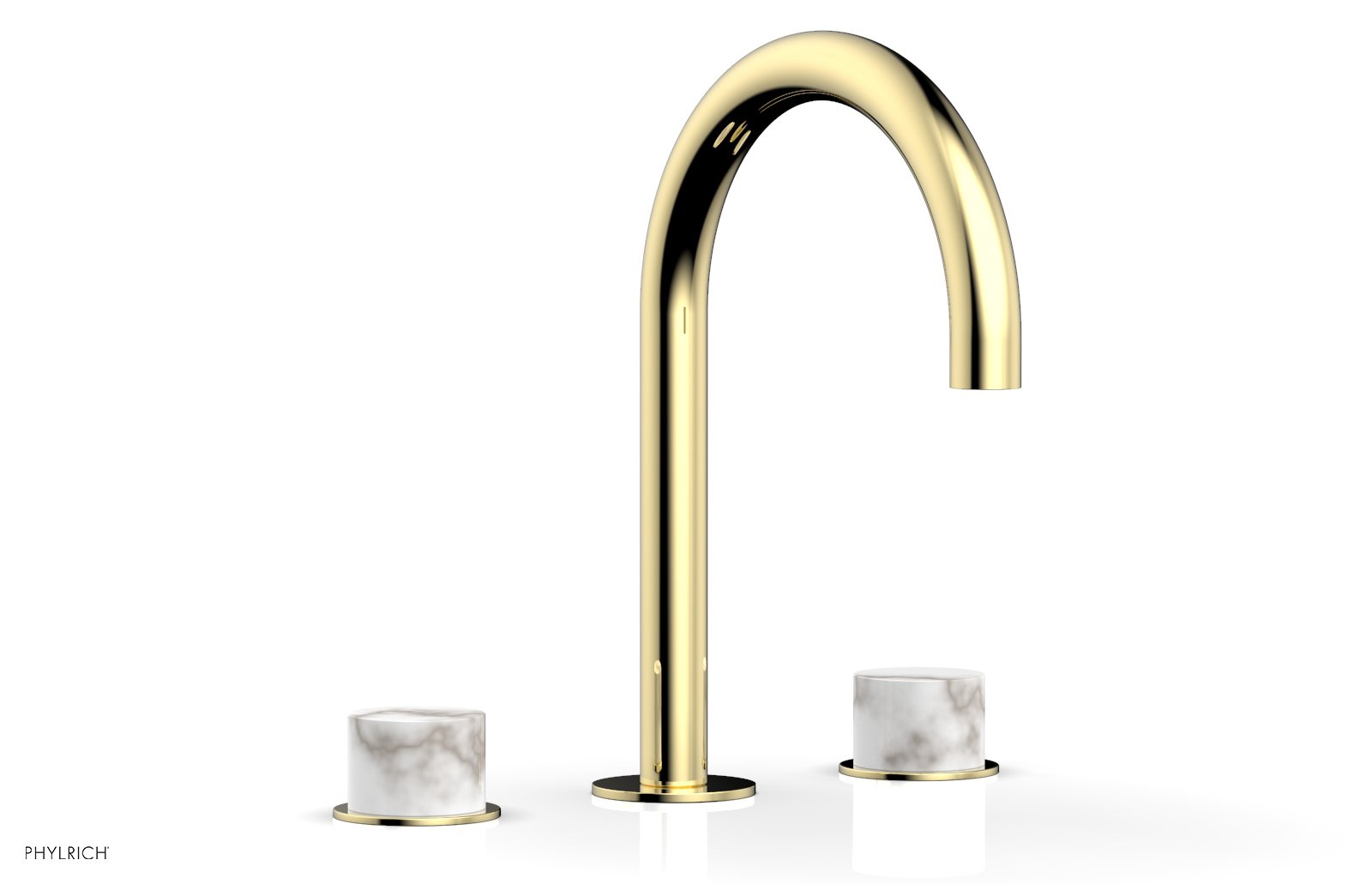 Phylrich BASIC II Widespread Faucet - White Marble Handles