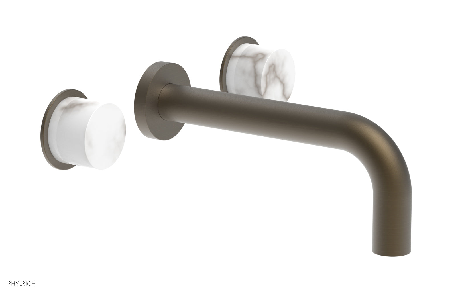 Phylrich BASIC II Wall Tub Set, White Marble Handles