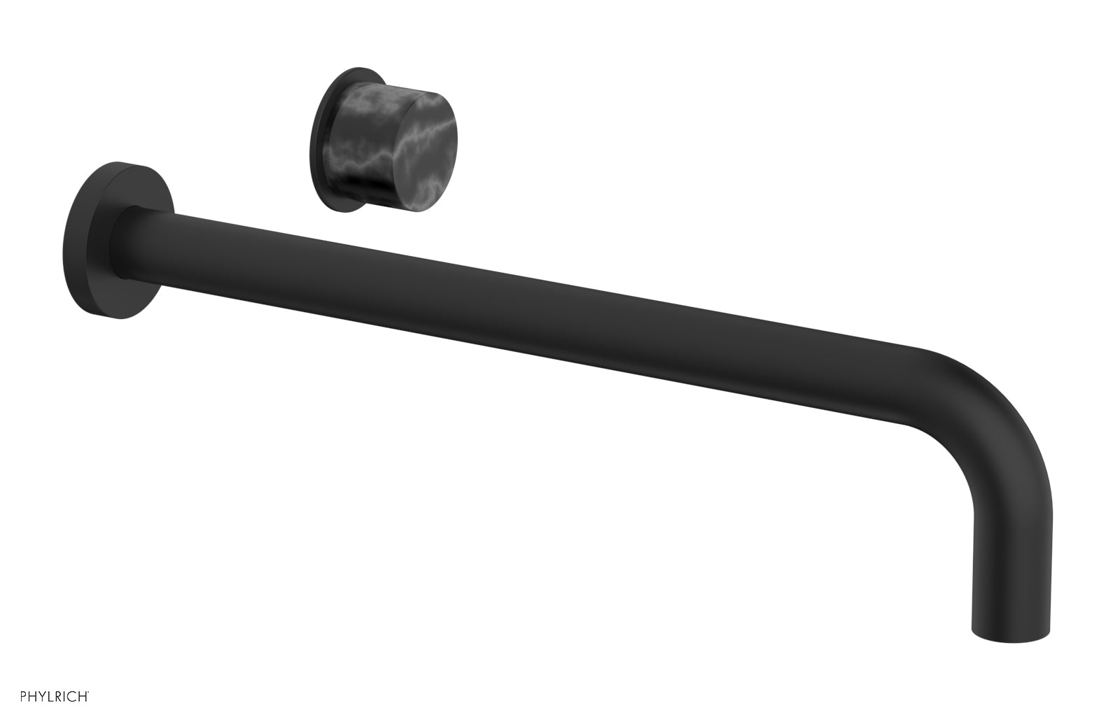 Phylrich Basic II 14" Single Handle Wall Lavatory Set - Black Marble Handle