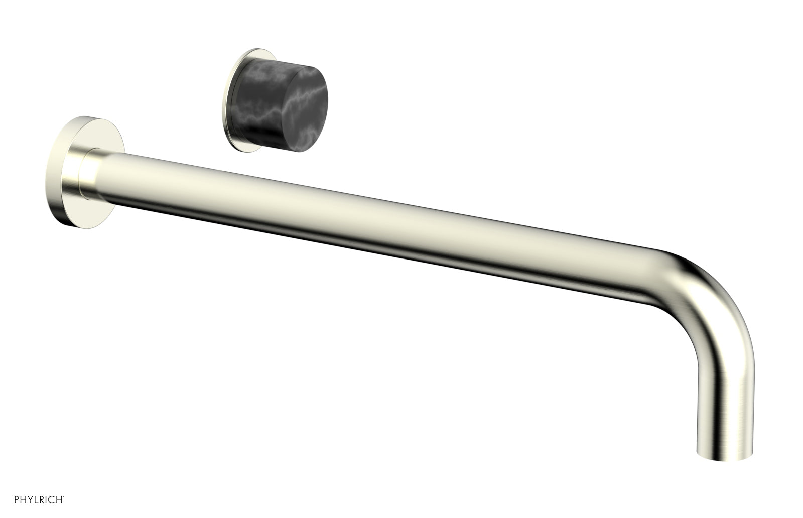 Phylrich Basic II 14" Single Handle Wall Lavatory Set - Black Marble Handle