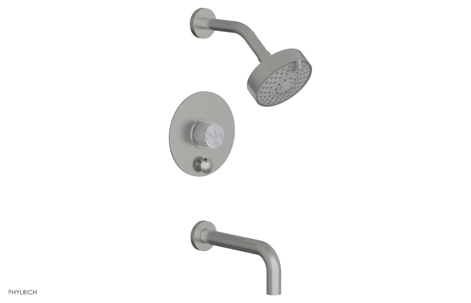 Phylrich BASIC II Pressure Balance Tub and Shower Set - White Marble