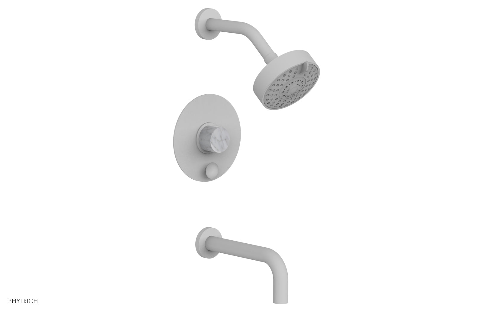Phylrich BASIC II Pressure Balance Tub and Shower Set - White Marble