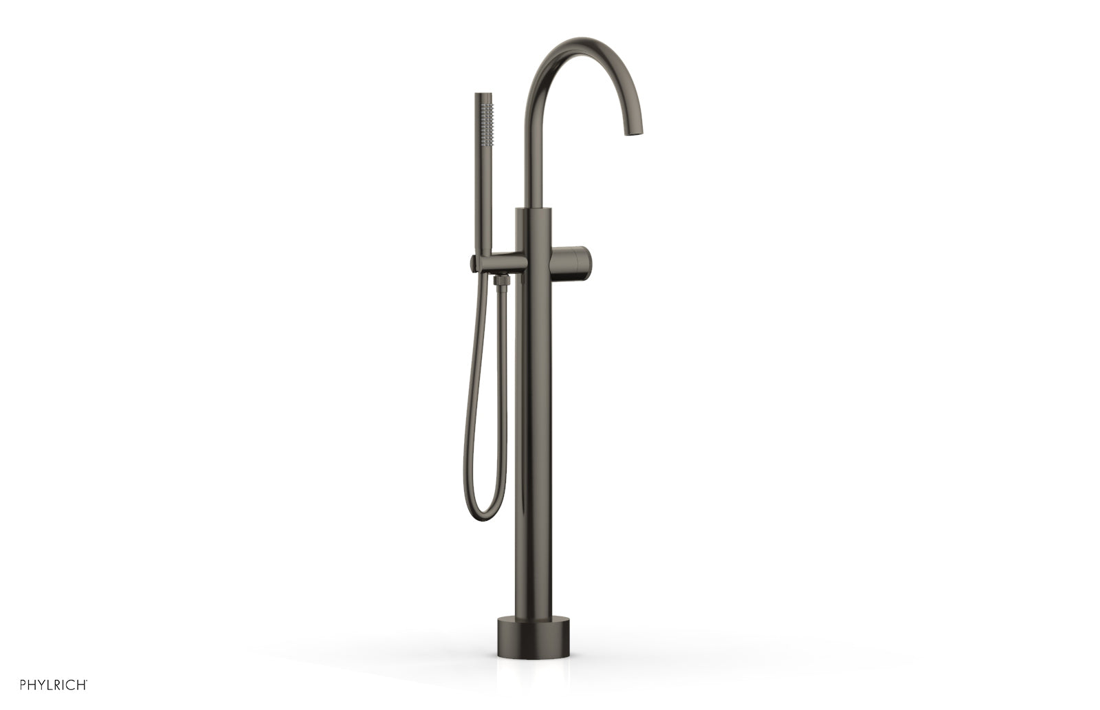 Phylrich BASIC II Low Floor Mount Tub Filler - Knurled Handle with Hand Shower