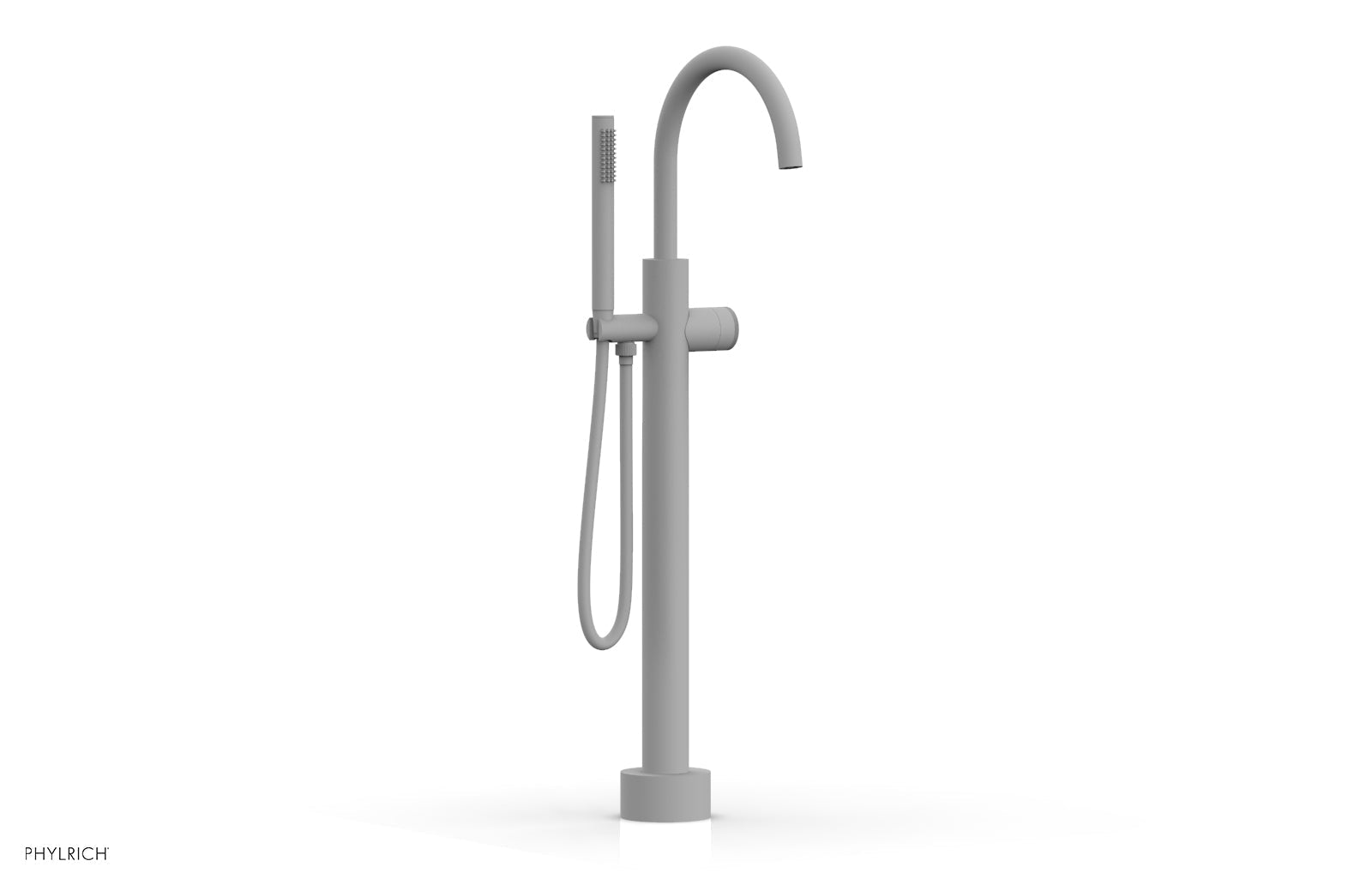 Phylrich BASIC II Low Floor Mount Tub Filler - Knurled Handle with Hand Shower