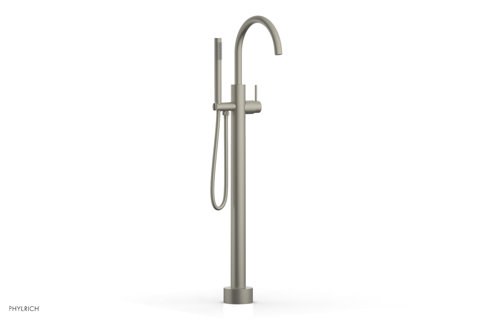 Phylrich BASIC II Tall Floor Mount Tub Filler - Lever Handle with Hand Shower