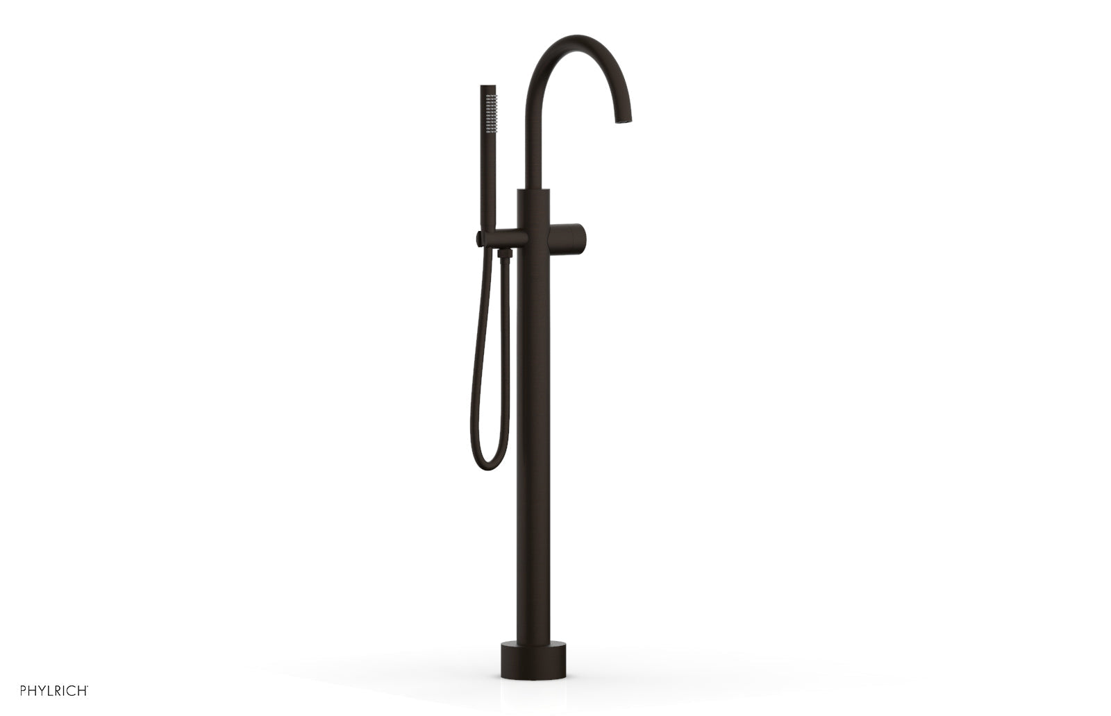 Phylrich BASIC II Tall Floor Mount Tub Filler - Smooth Handle with Hand Shower