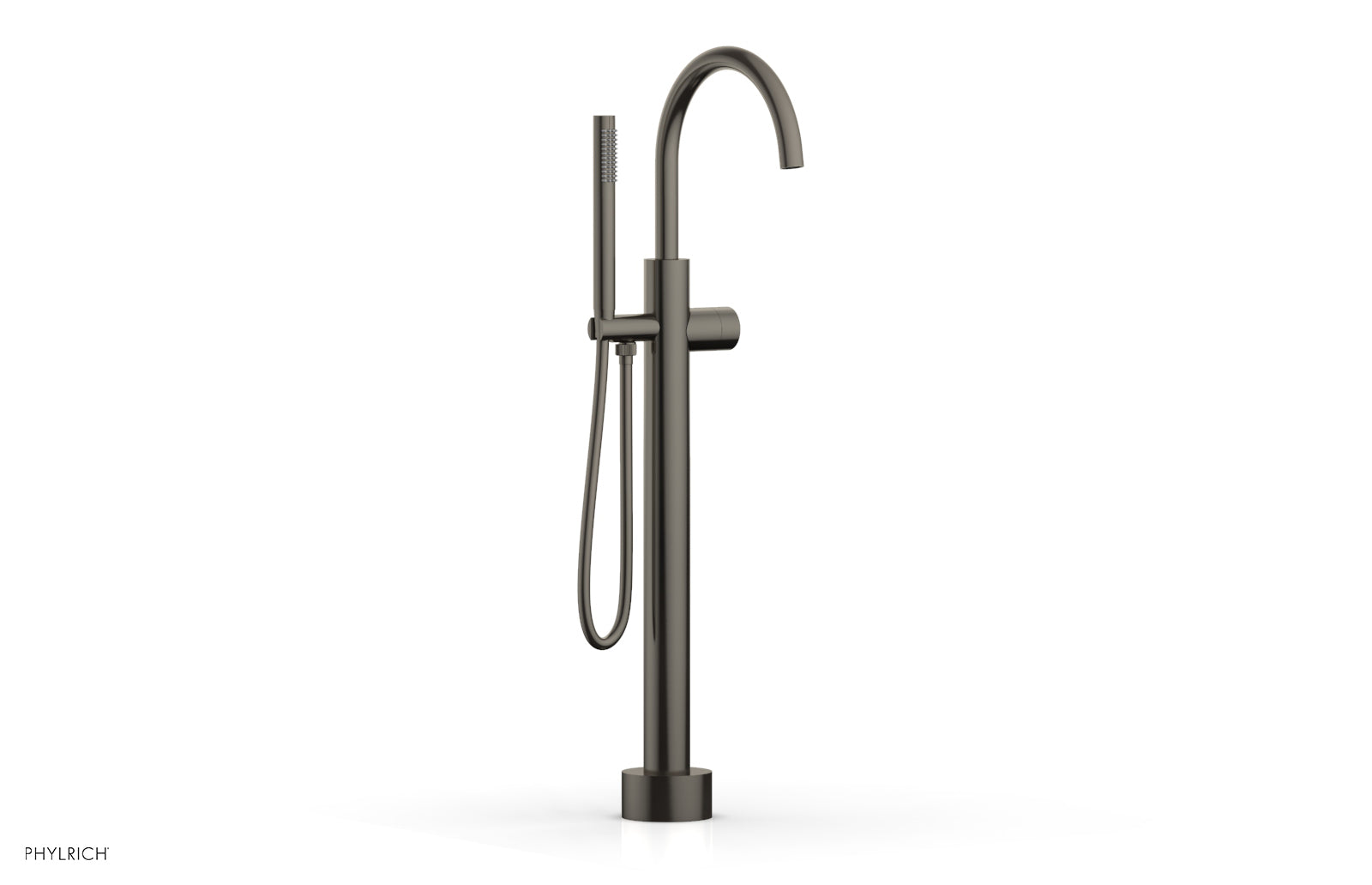 Phylrich BASIC II Low Floor Mount Tub Filler - Smooth Handle with Hand Shower