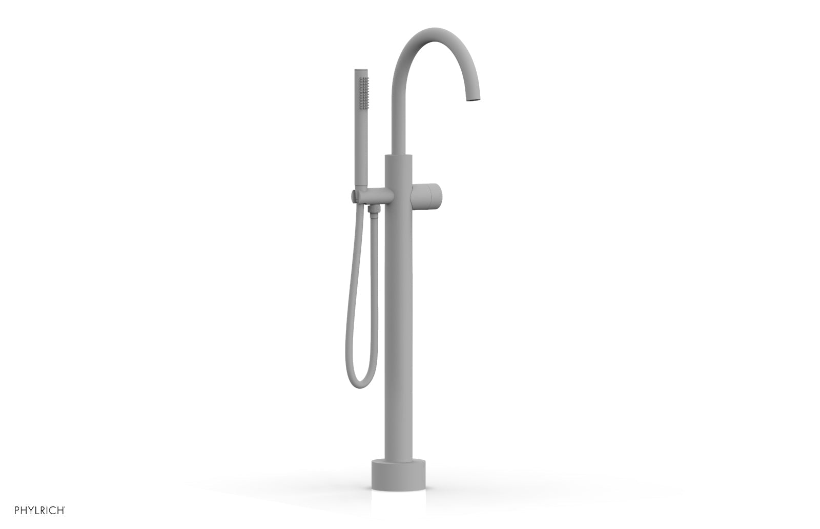 Phylrich BASIC II Low Floor Mount Tub Filler - Smooth Handle with Hand Shower