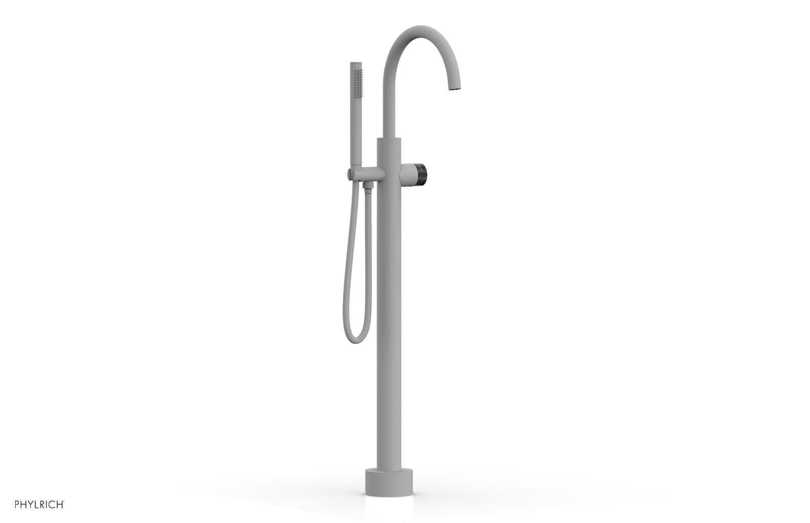 Phylrich BASIC II Tall Floor Mount Tub Filler - Marble Handle with Hand Shower