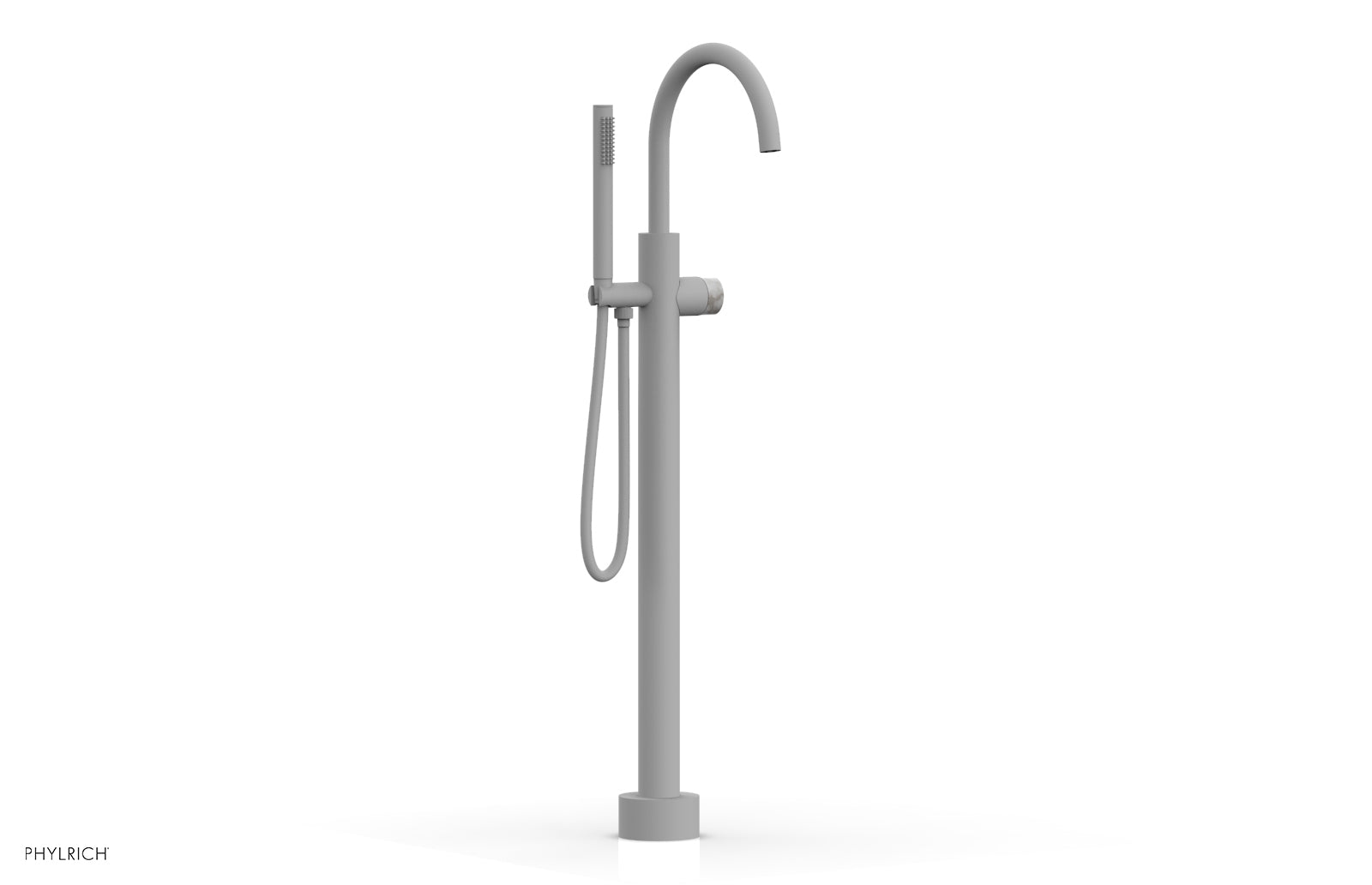 Phylrich BASIC II Tall Floor Mount Tub Filler - Marble Handle with Hand Shower