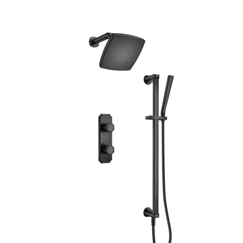 Flusso Serie 230 Two Output Shower Set with Shower Head, Hand Held and Slide Bar by Flusso