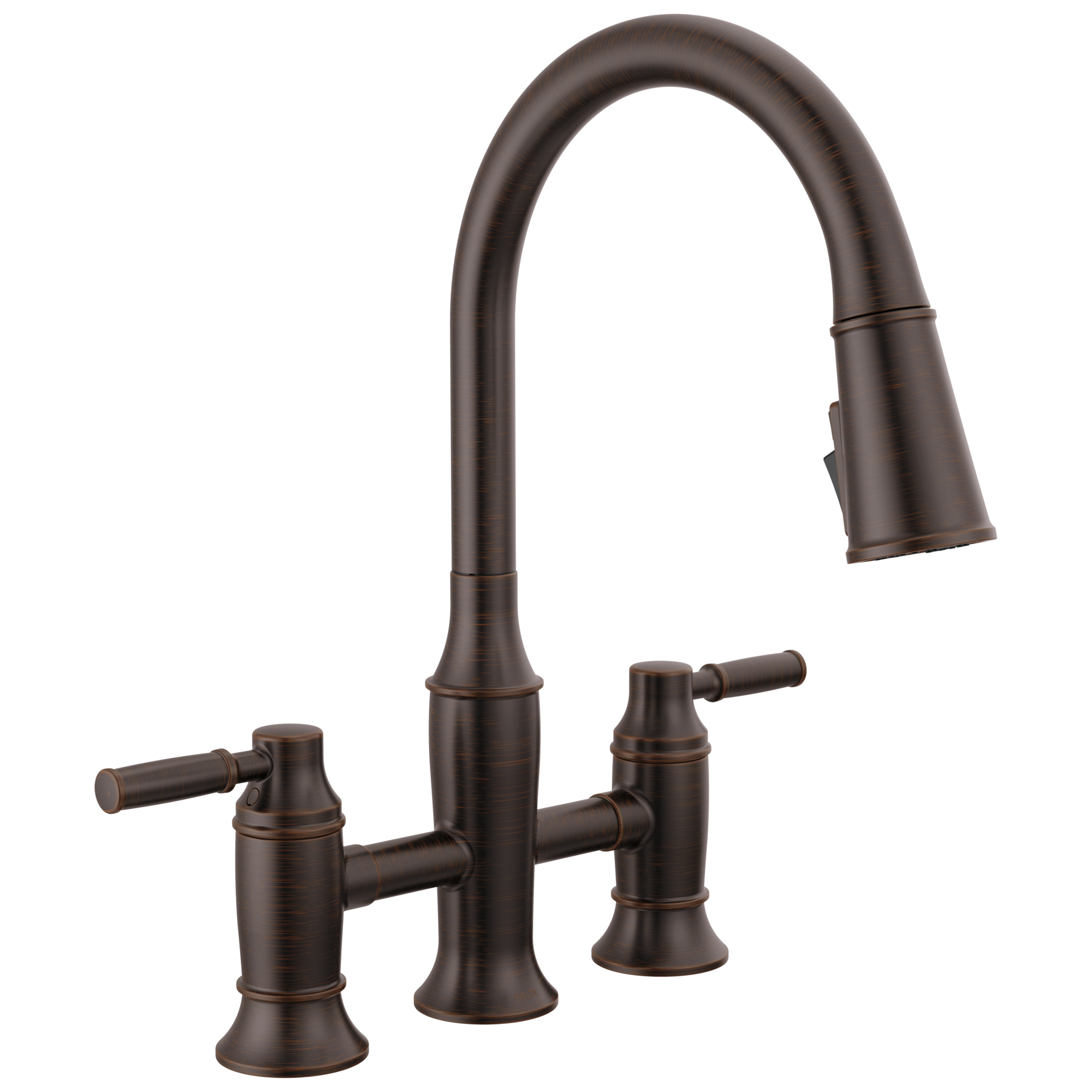 Delta Renaldi Two Handle Pull-Down Bridge Kitchen Faucet