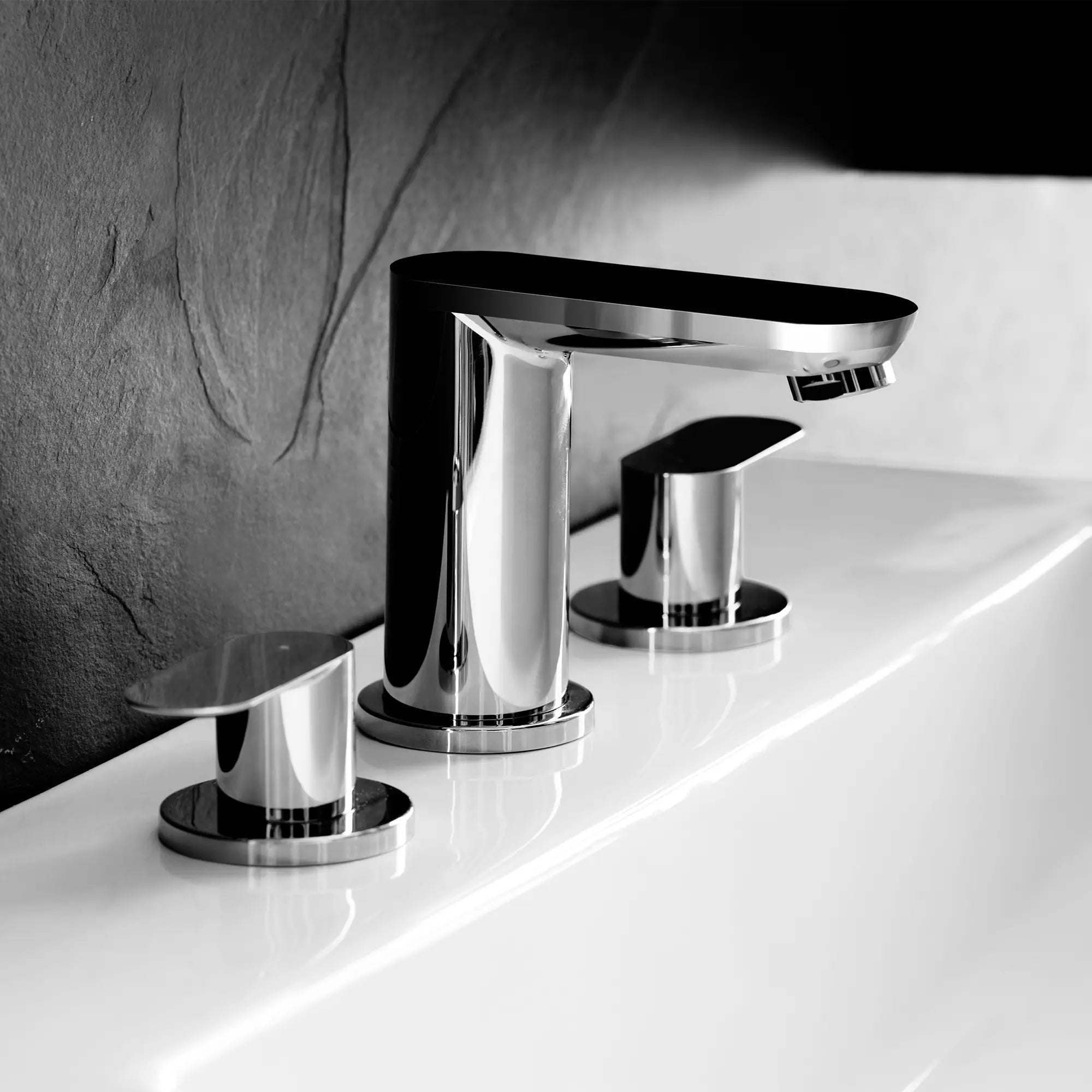 chrome bathroom faucet