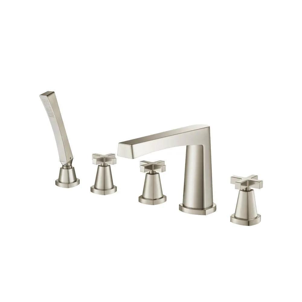 Flusso Serie 240 Five Hole Deck Mounted Roman Tub Faucet with Hand Shower by Flusso