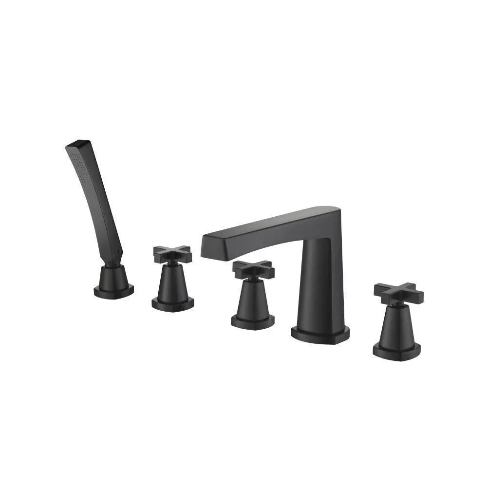 Flusso Serie 240 Five Hole Deck Mounted Roman Tub Faucet with Hand Shower by Flusso