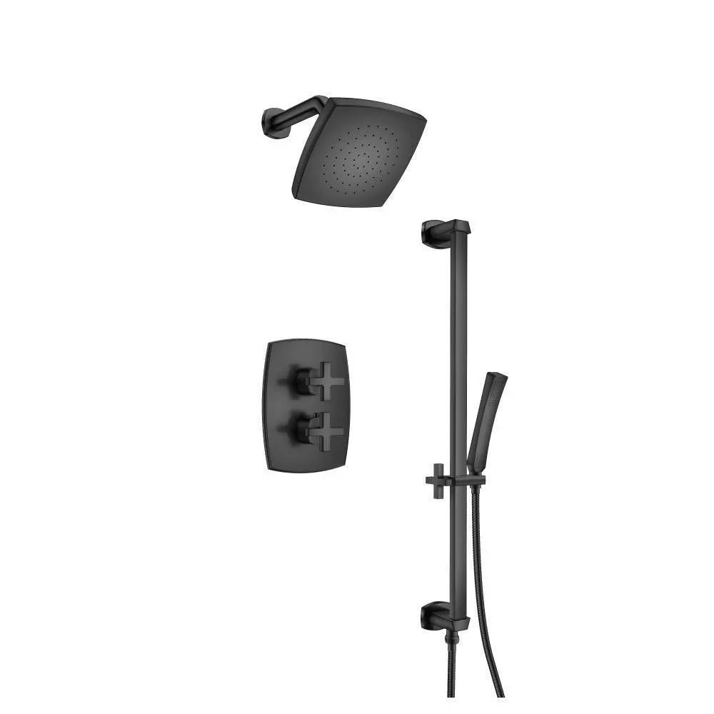 Flusso Serie 240 Two Output Shower Set with Shower Head, Hand Held and Slide Bar by Flusso