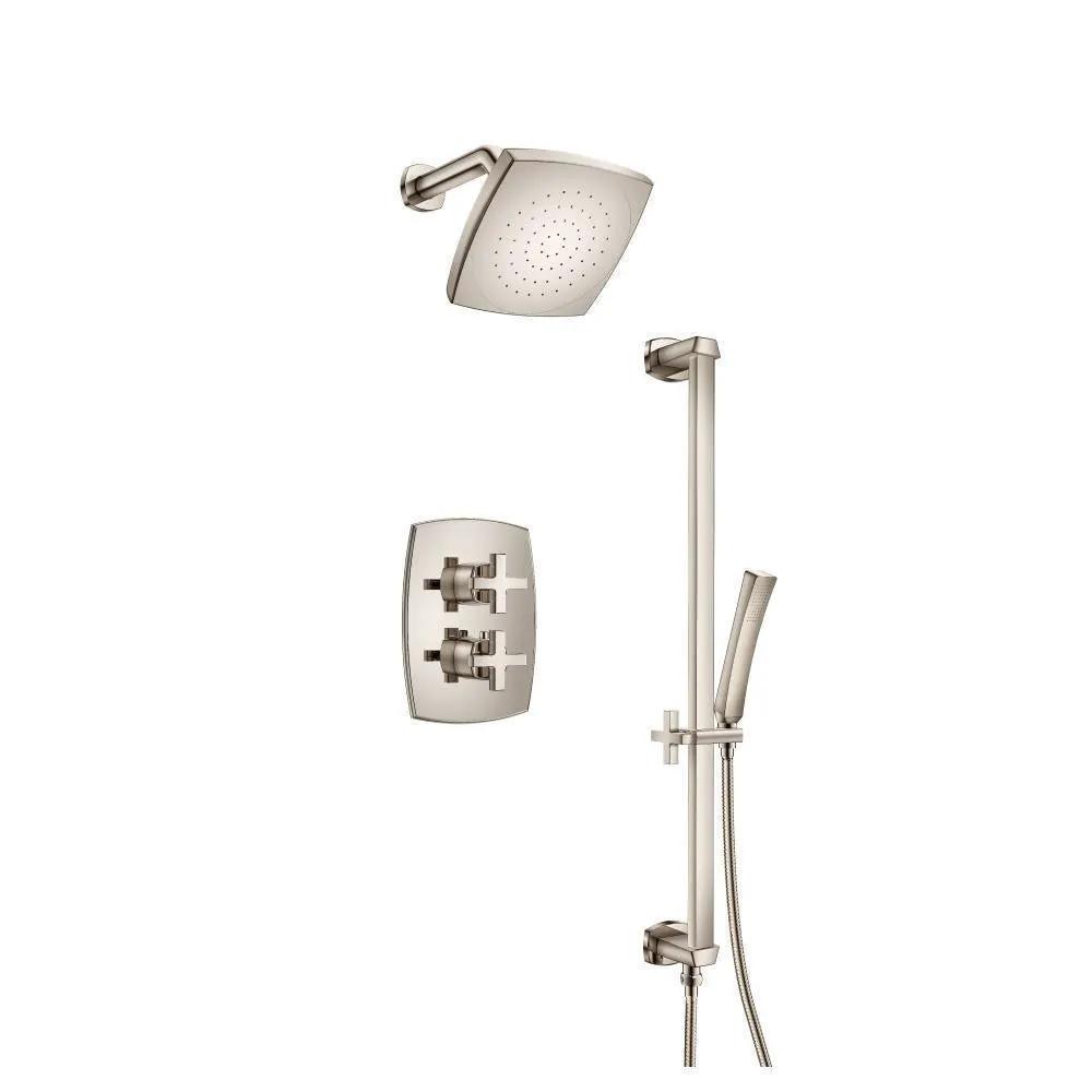 Flusso Serie 240 Two Output Shower Set with Shower Head, Hand Held and Slide Bar by Flusso