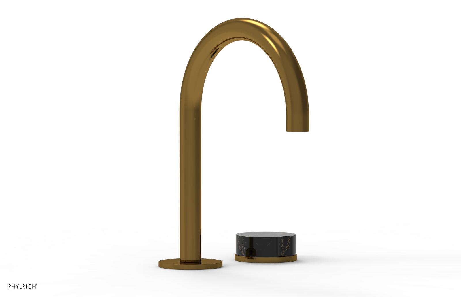 Phylrich CIRC Single Handle Faucet - High Spout, Black Marble Handles