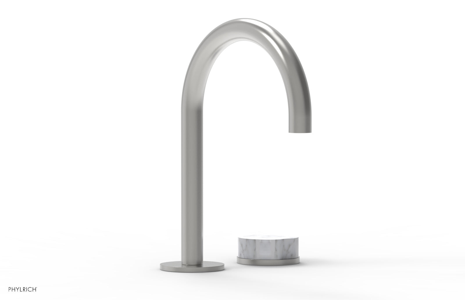 Phylrich CIRC Single Handle Faucet - High Spout, White Marble Handles