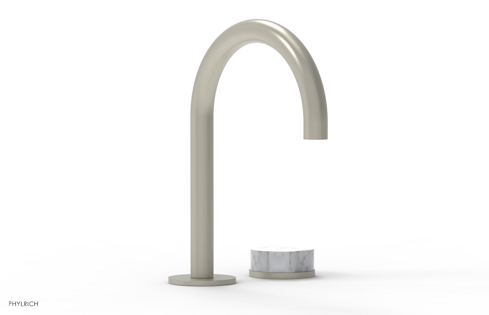 Phylrich CIRC Single Handle Faucet - High Spout, White Marble Handles