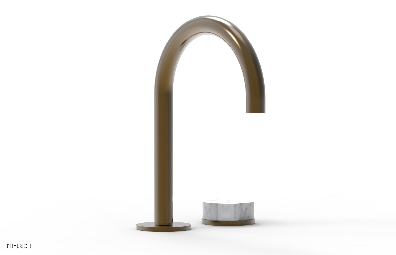 Phylrich CIRC Single Handle Faucet - High Spout, White Marble Handles