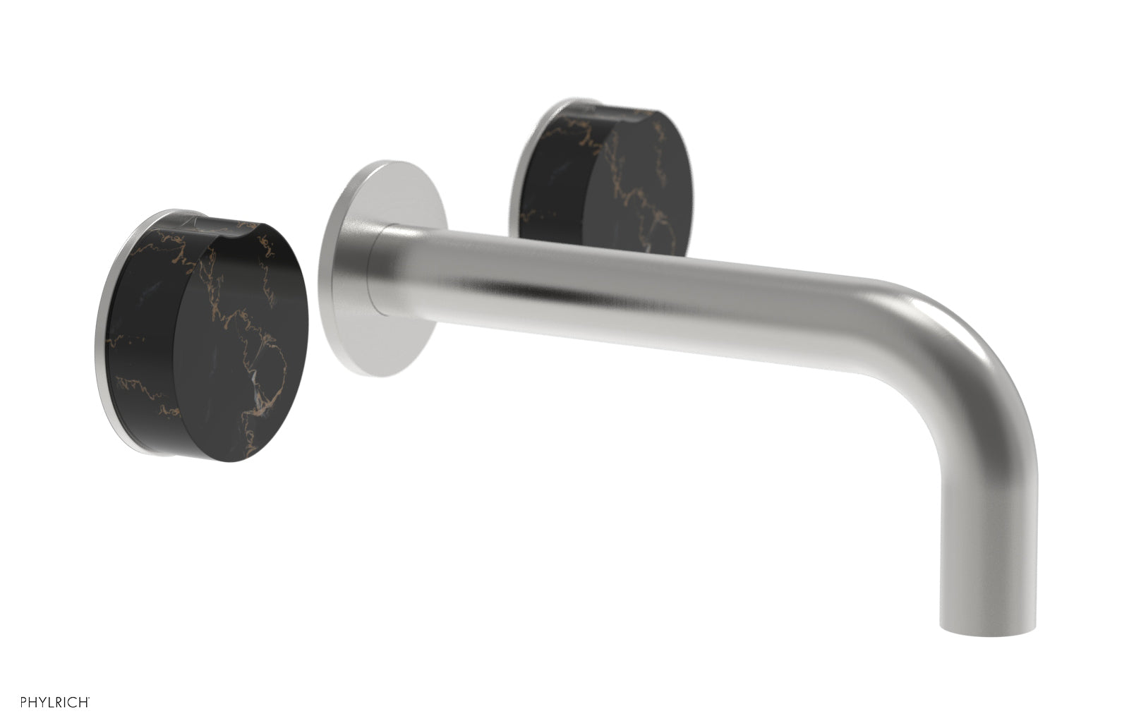 Phylrich CIRC Wall Tub Set - Black Marble Handles