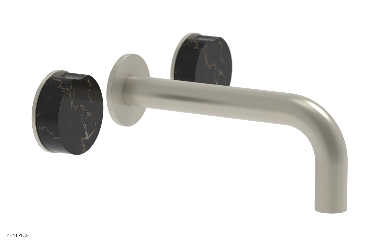 Phylrich CIRC Wall Tub Set - Black Marble Handles