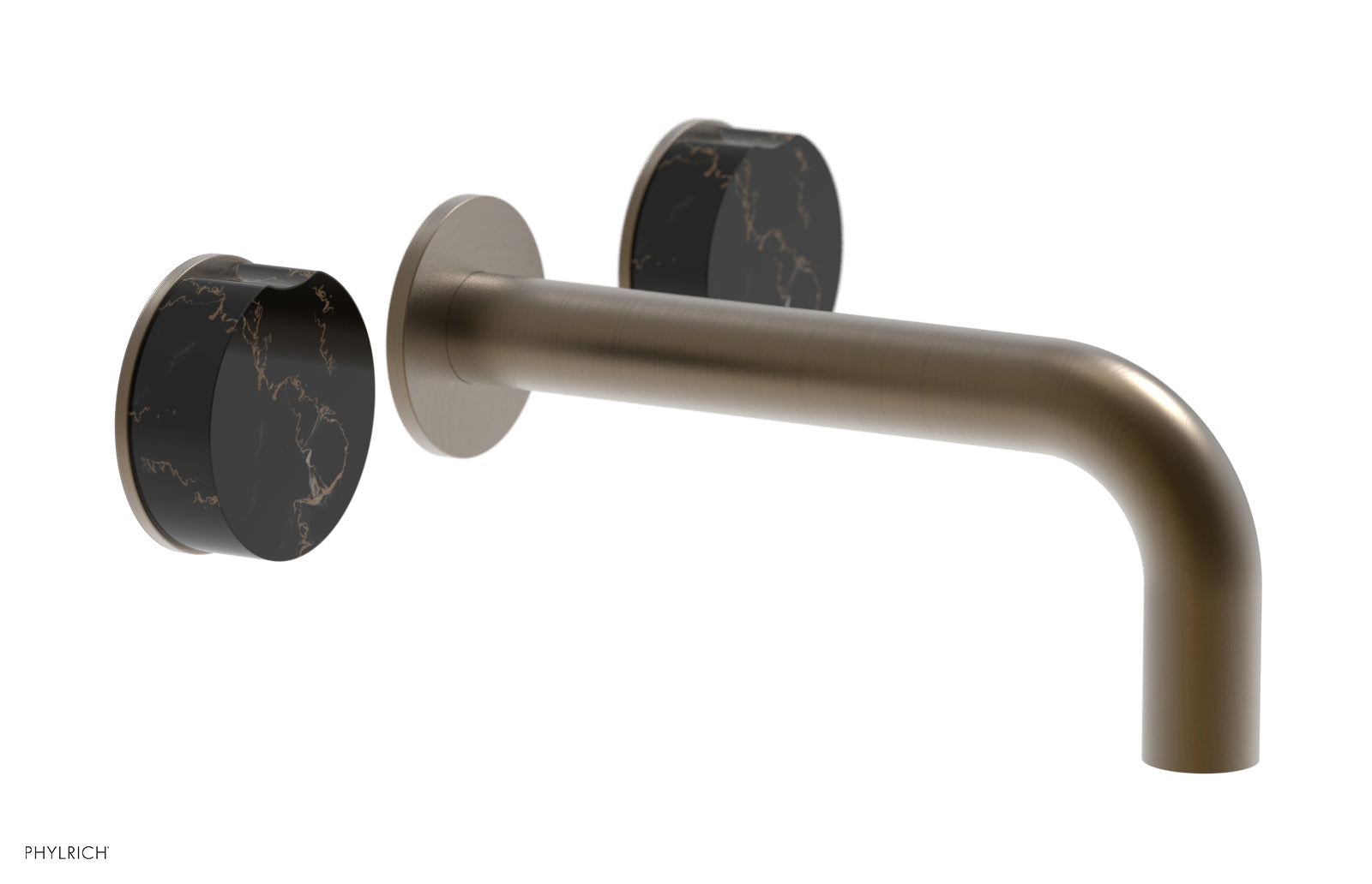 Phylrich CIRC Wall Tub Set - Black Marble Handles