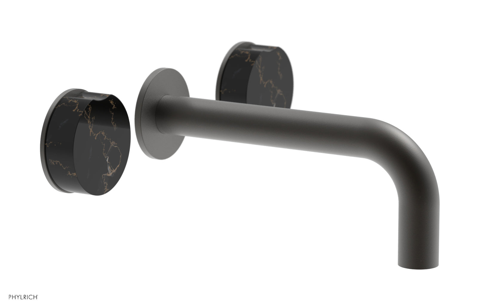 Phylrich CIRC Wall Tub Set - Black Marble Handles