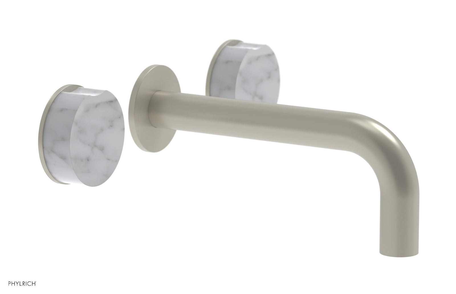 Phylrich CIRC Wall Tub Set - White Marble Handles