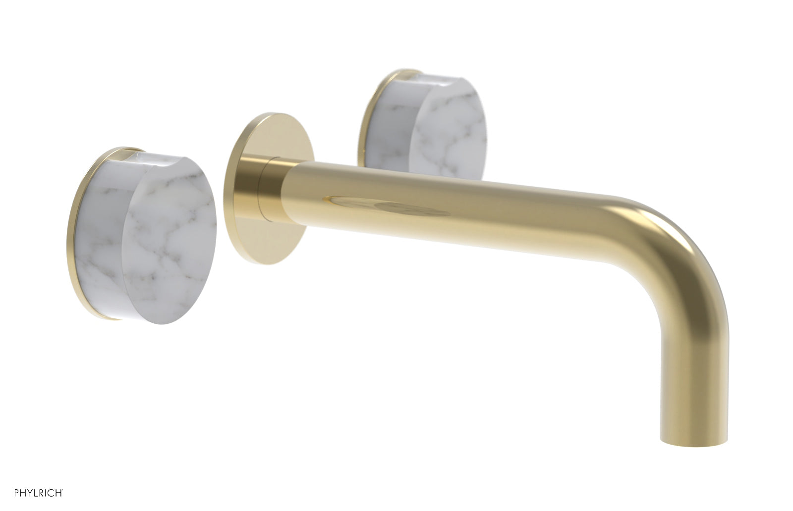 Phylrich CIRC Wall Tub Set - White Marble Handles