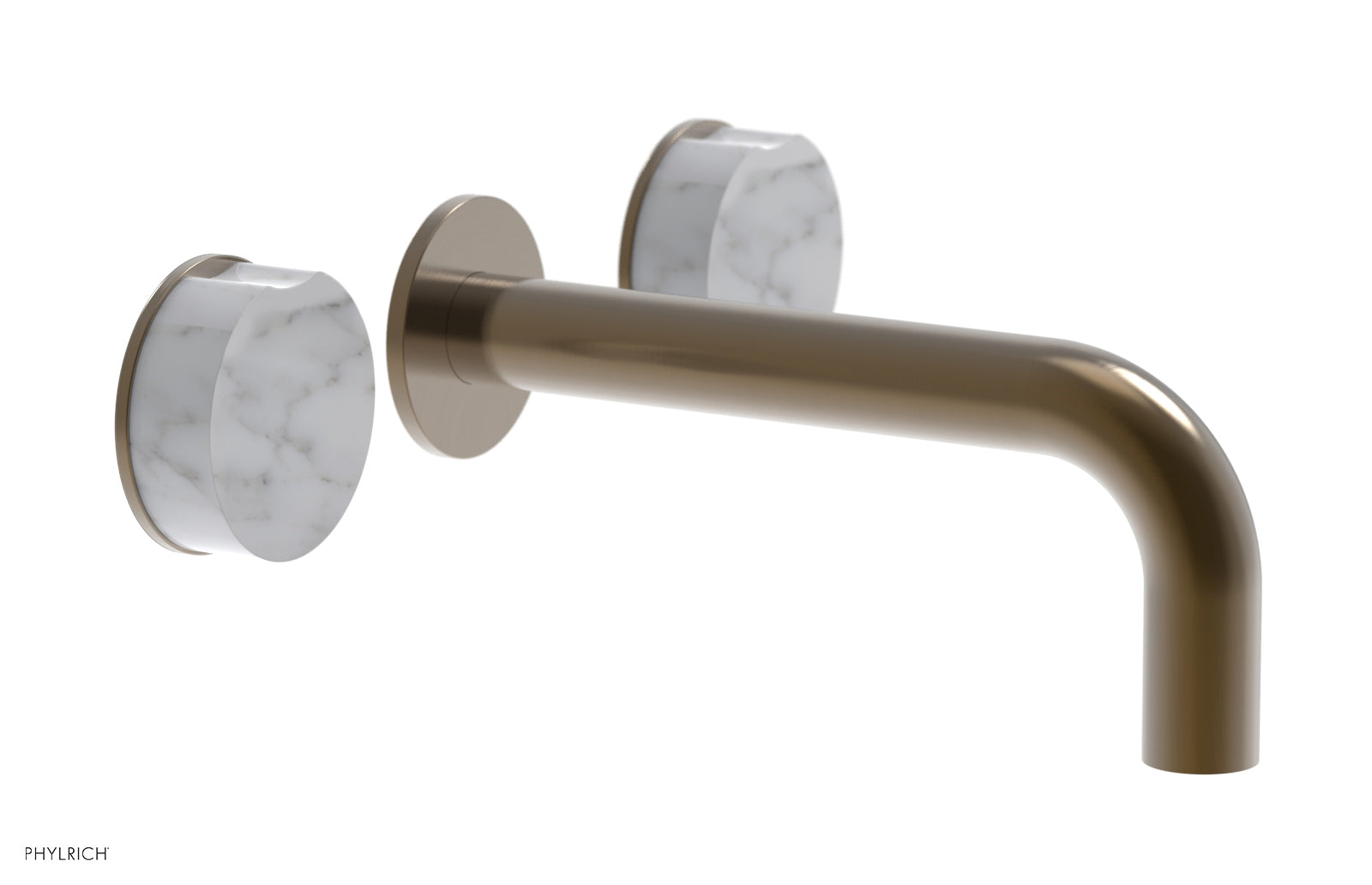 Phylrich CIRC Wall Lavatory Set, White Marble Handles