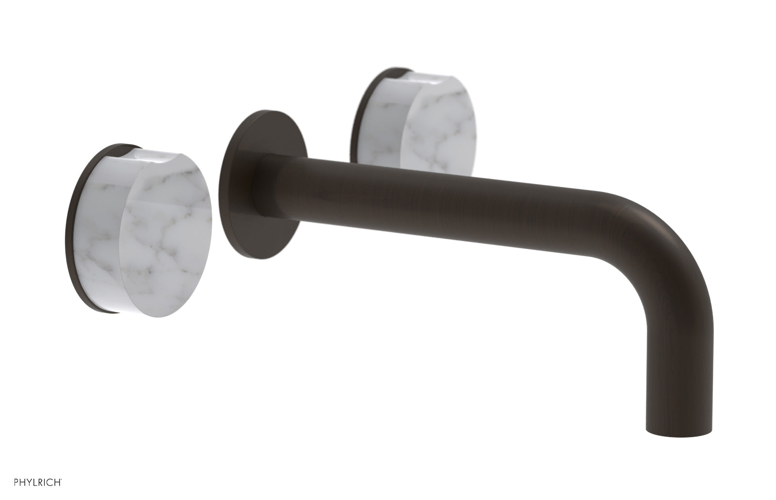 Phylrich CIRC Wall Lavatory Set, White Marble Handles