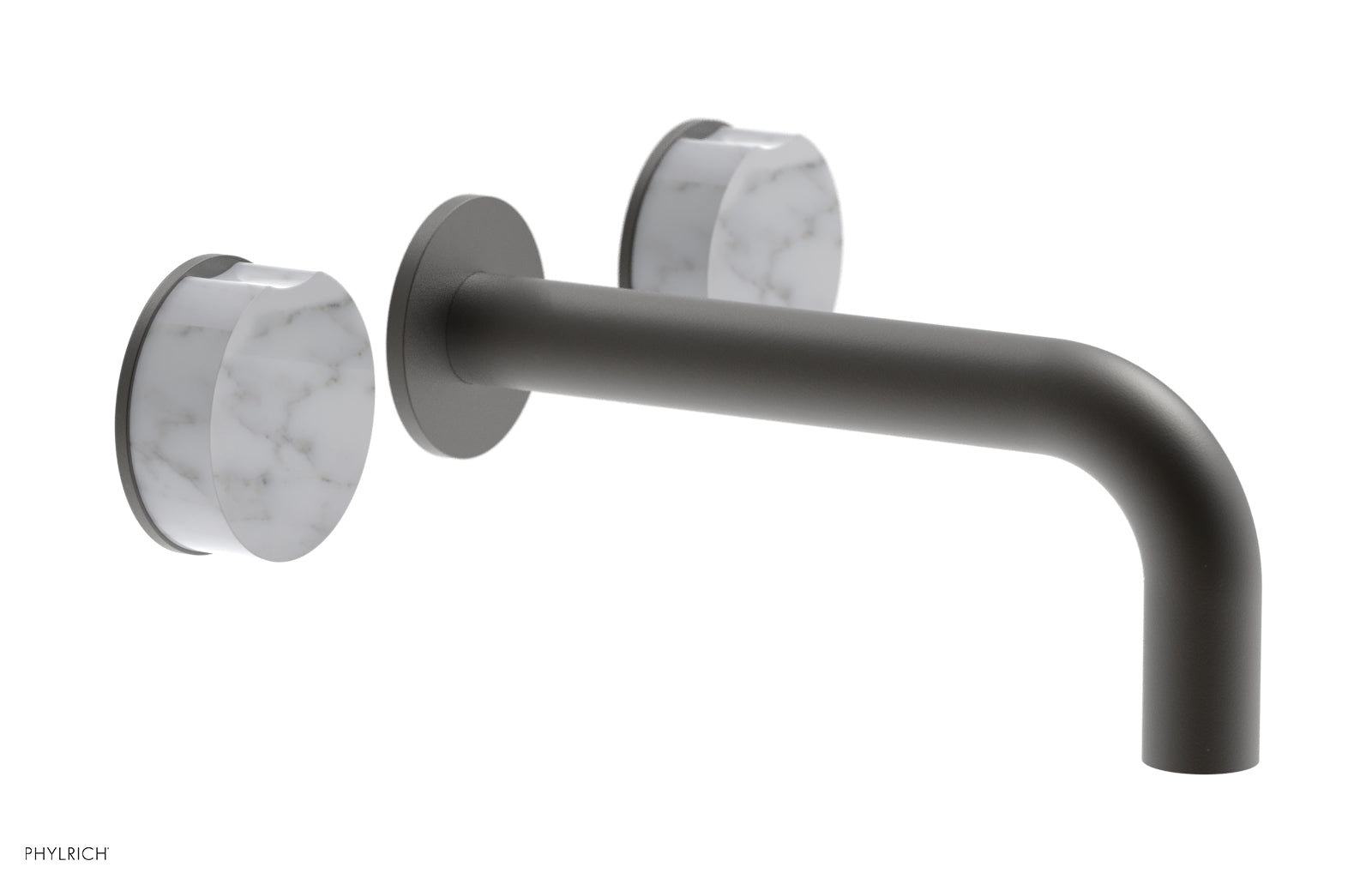 Phylrich CIRC Wall Lavatory Set, White Marble Handles