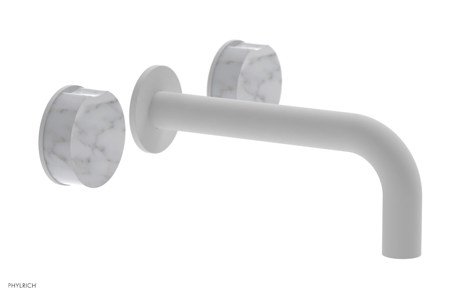 Phylrich CIRC Wall Tub Set - White Marble Handles