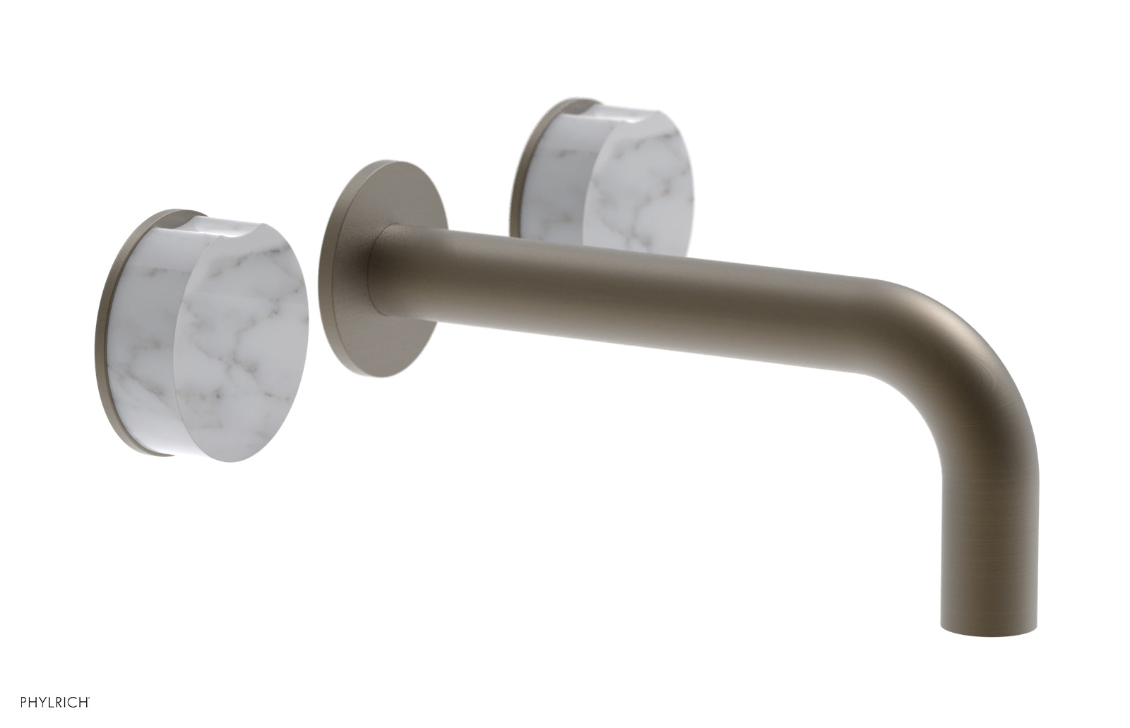 Phylrich CIRC Wall Tub Set - White Marble Handles