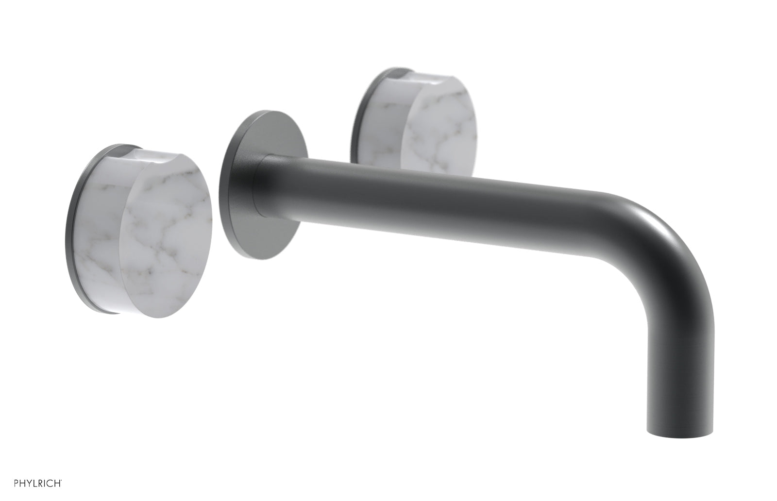 Phylrich CIRC Wall Tub Set - White Marble Handles