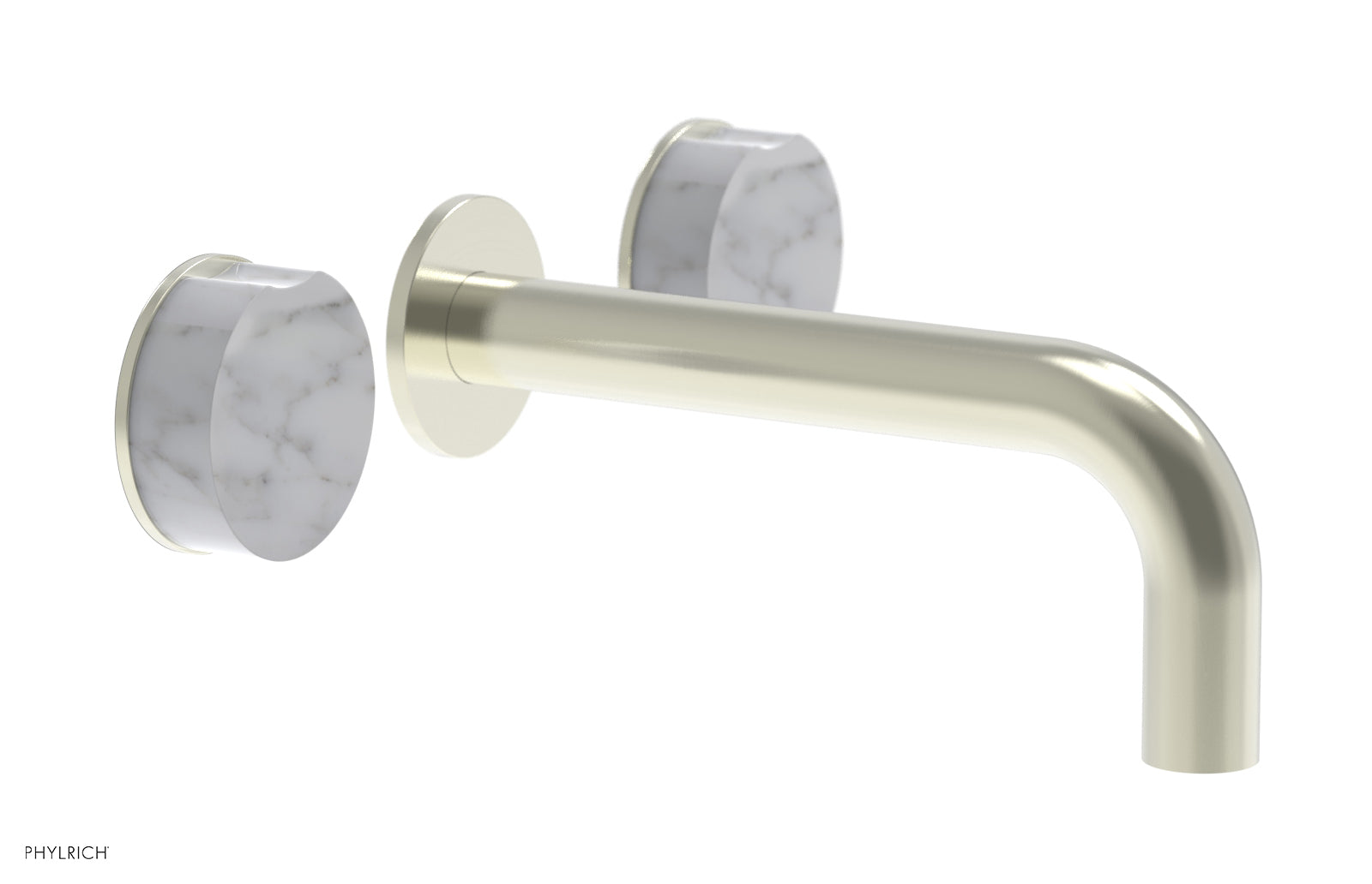 Phylrich CIRC Wall Tub Set - White Marble Handles