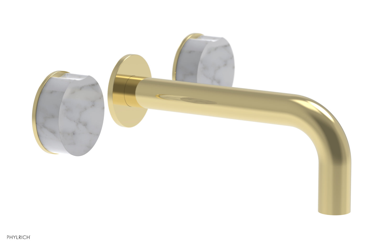 Phylrich CIRC Wall Tub Set - White Marble Handles