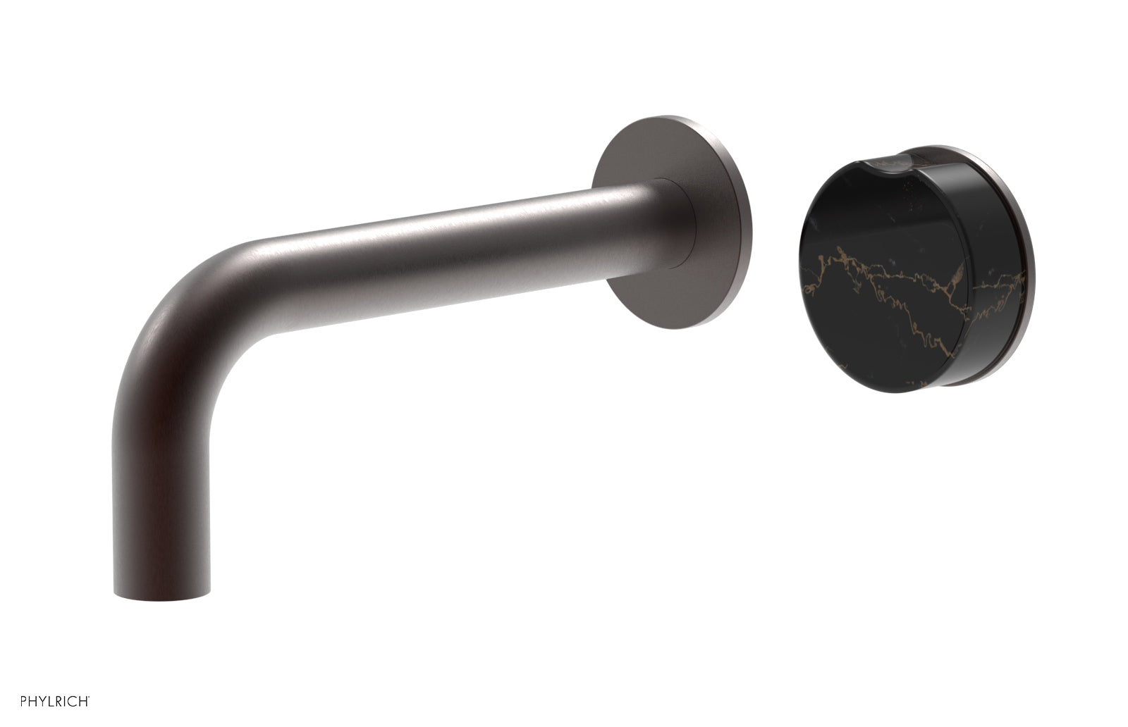 Phylrich CIRC Single Handle Wall Lavatory Set - Black Marble Handle