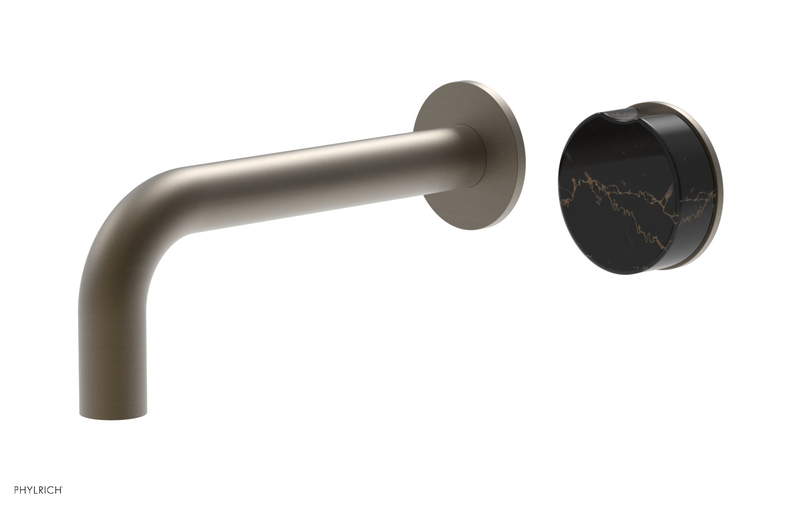Phylrich CIRC Single Handle Wall Lavatory Set - Black Marble Handle