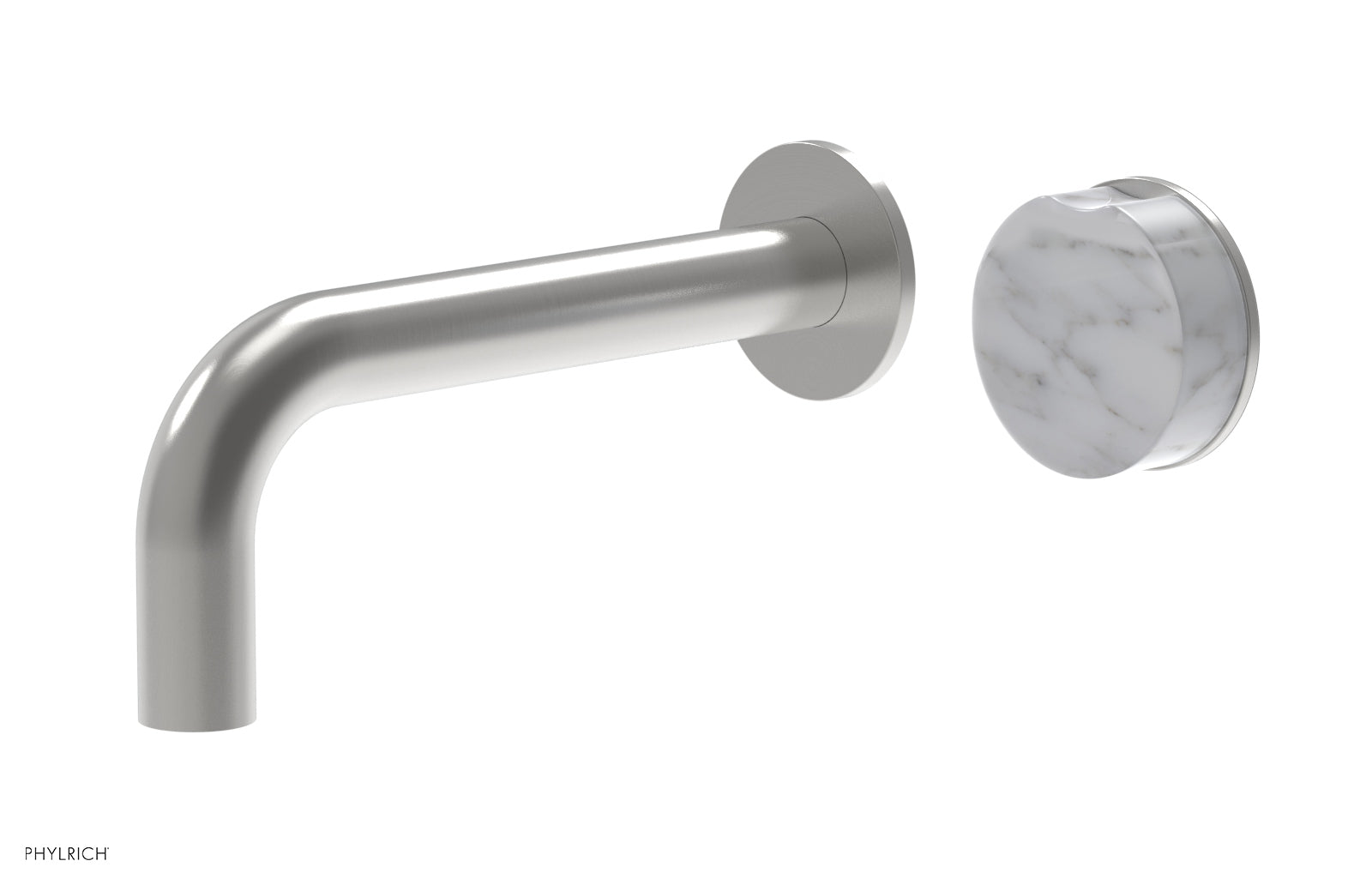 Phylrich CIRC Single Handle Wall Lavatory Set - White Marble Handle