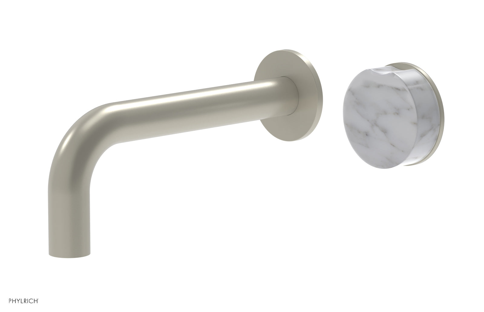 Phylrich CIRC Single Handle Wall Lavatory Set - White Marble Handle