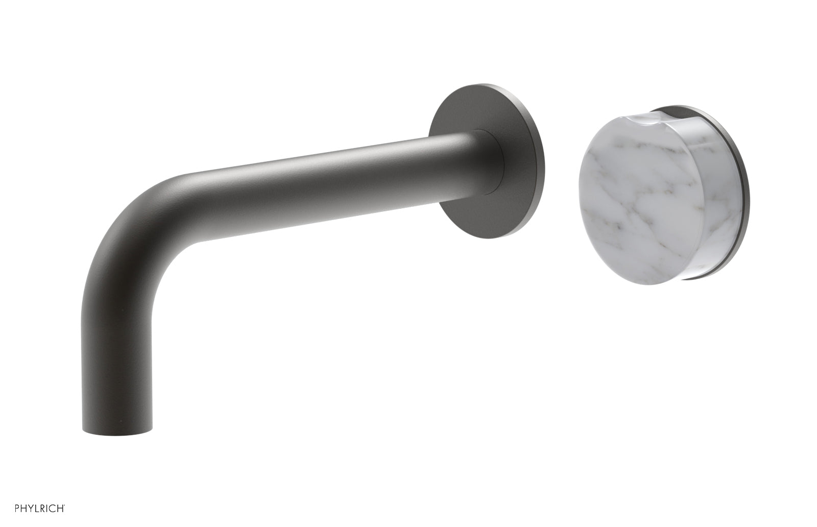 Phylrich CIRC Single Handle Wall Lavatory Set - White Marble Handle