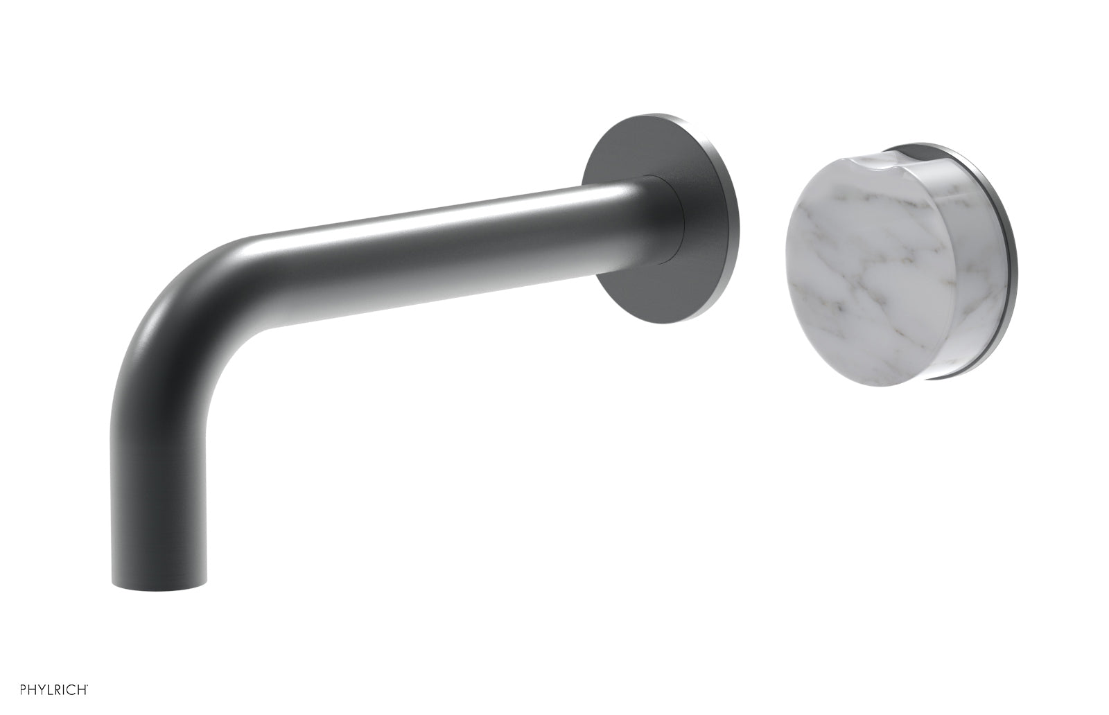 Phylrich CIRC Single Handle Wall Lavatory Set - White Marble Handle