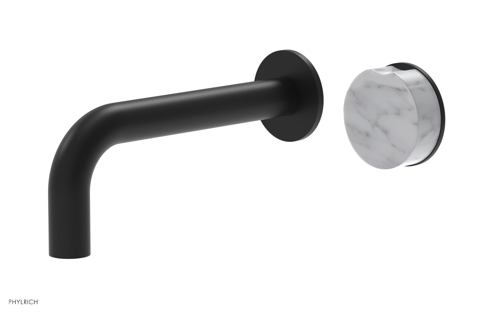 Phylrich CIRC Single Handle Wall Lavatory Set - White Marble Handle