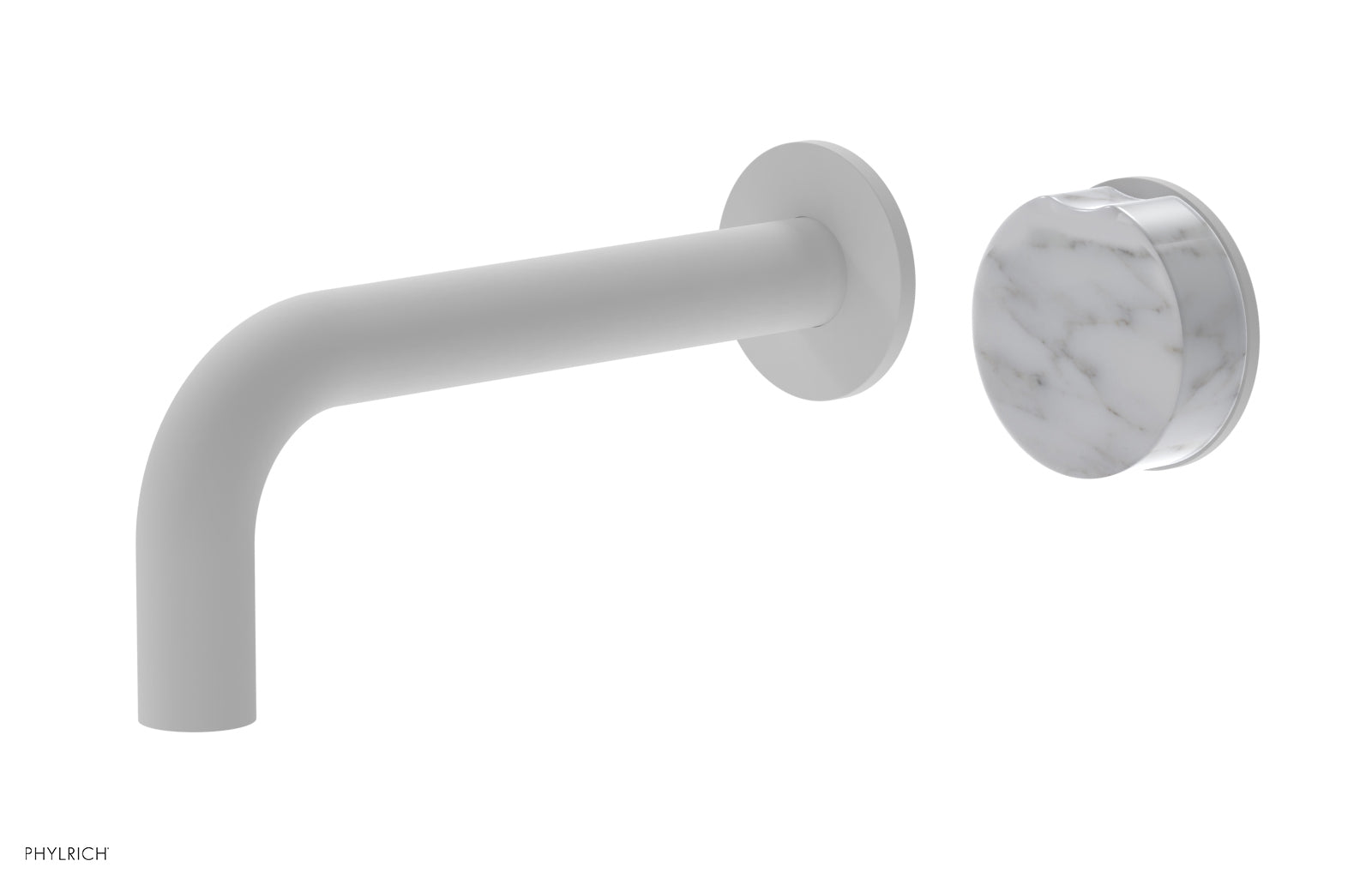 Phylrich CIRC Single Handle Wall Lavatory Set - White Marble Handle