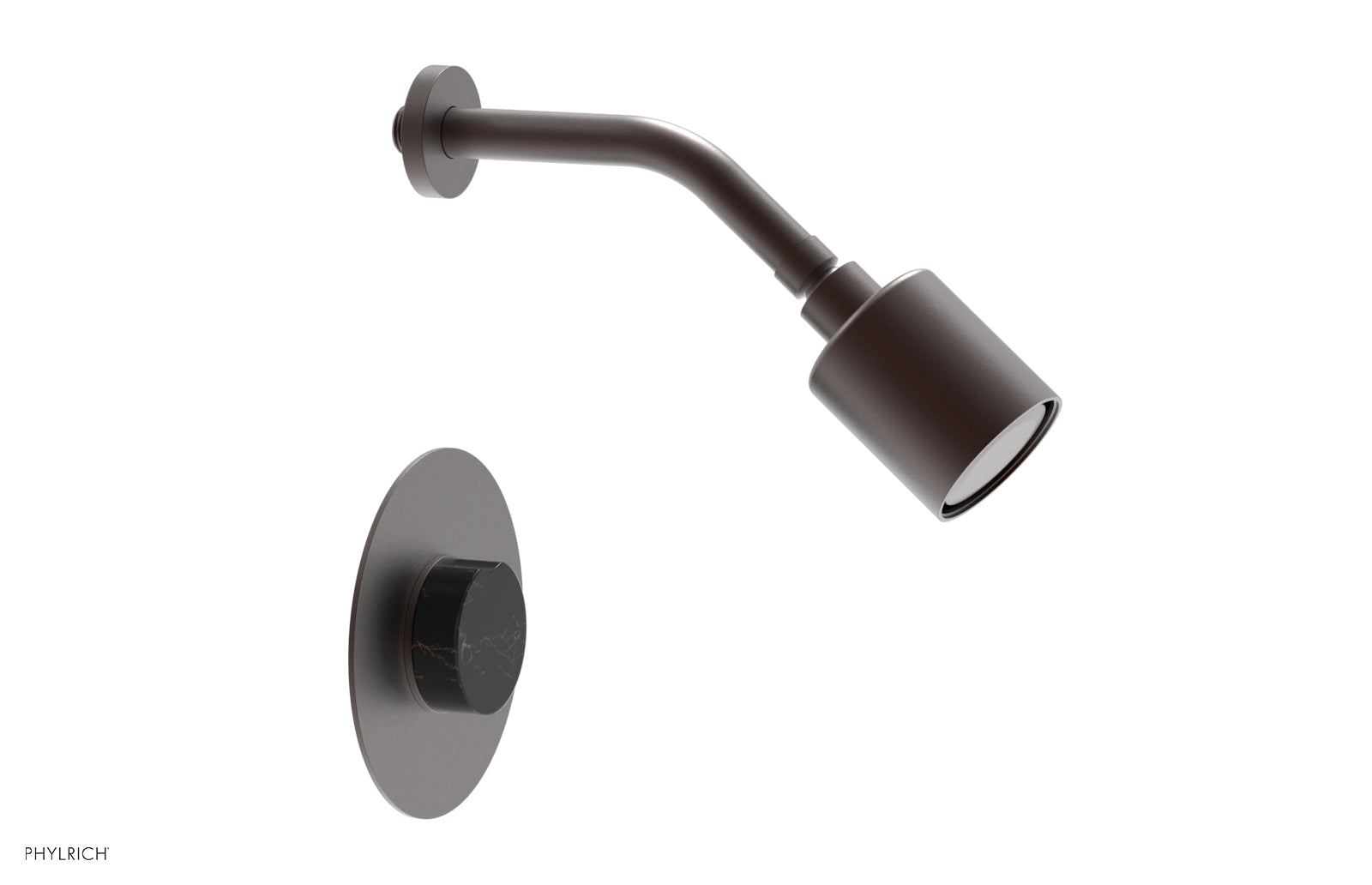 Phylrich CIRC Pressure Balance Shower Set - Black Marble Handle